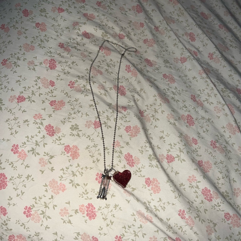 Chic Silver Necklace with Red Heart Pendant